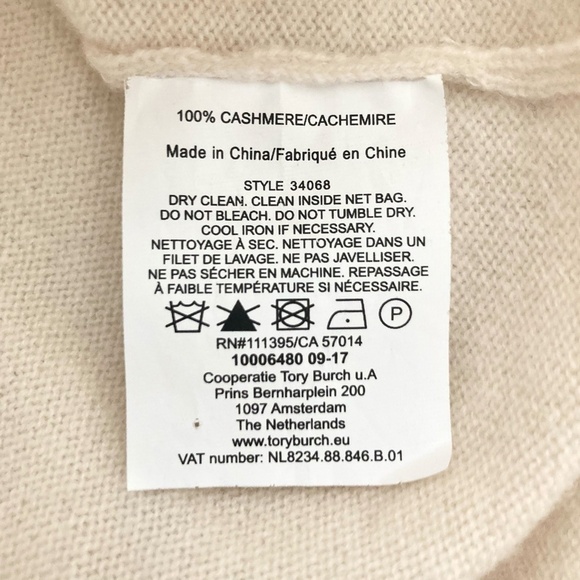 TORY BURCH Emily Cashmere Pullover Sweater Ruffle Pearl Buttons - Picture 10 of 12